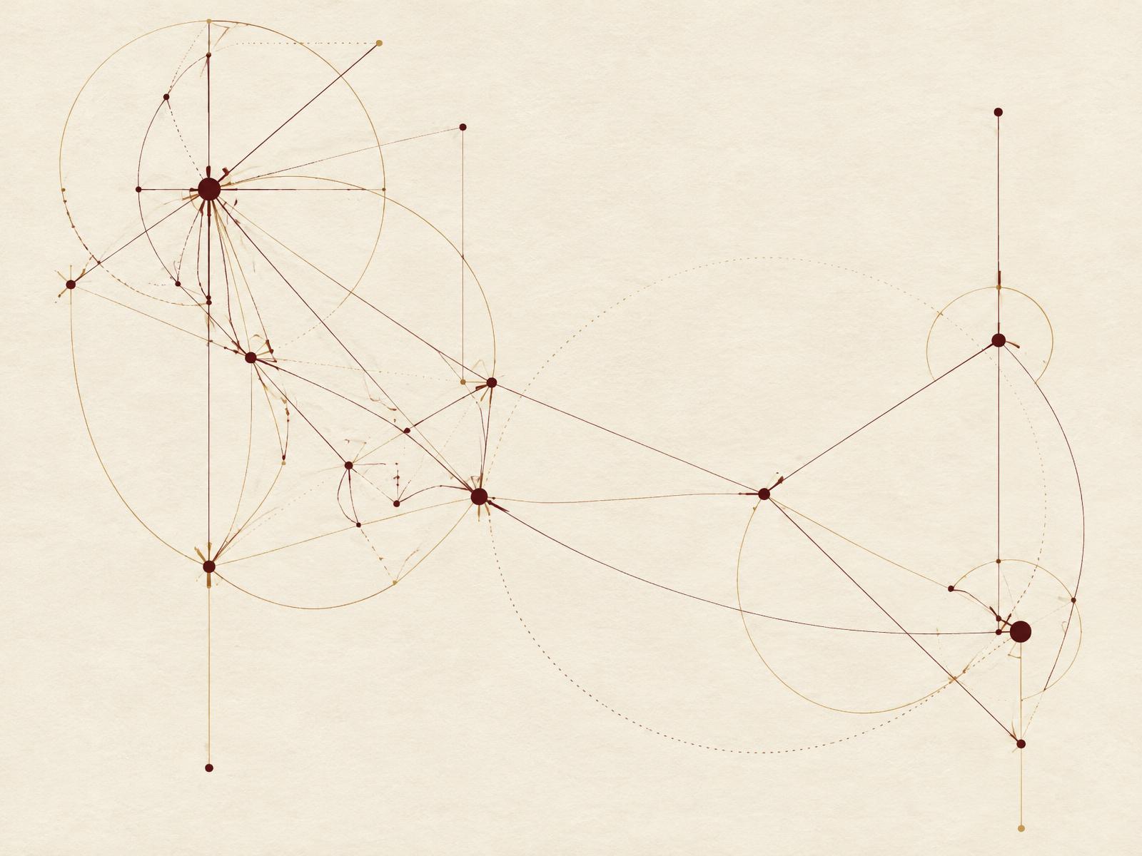 Abstract drawing of connected nodes and fine lines